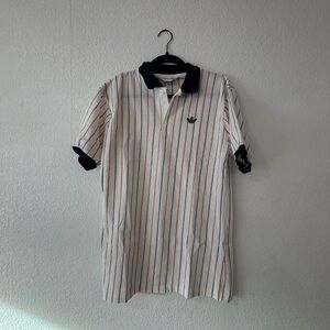 1980's Adidas Embroided Mens Retro Single Stitch Striped Shirt